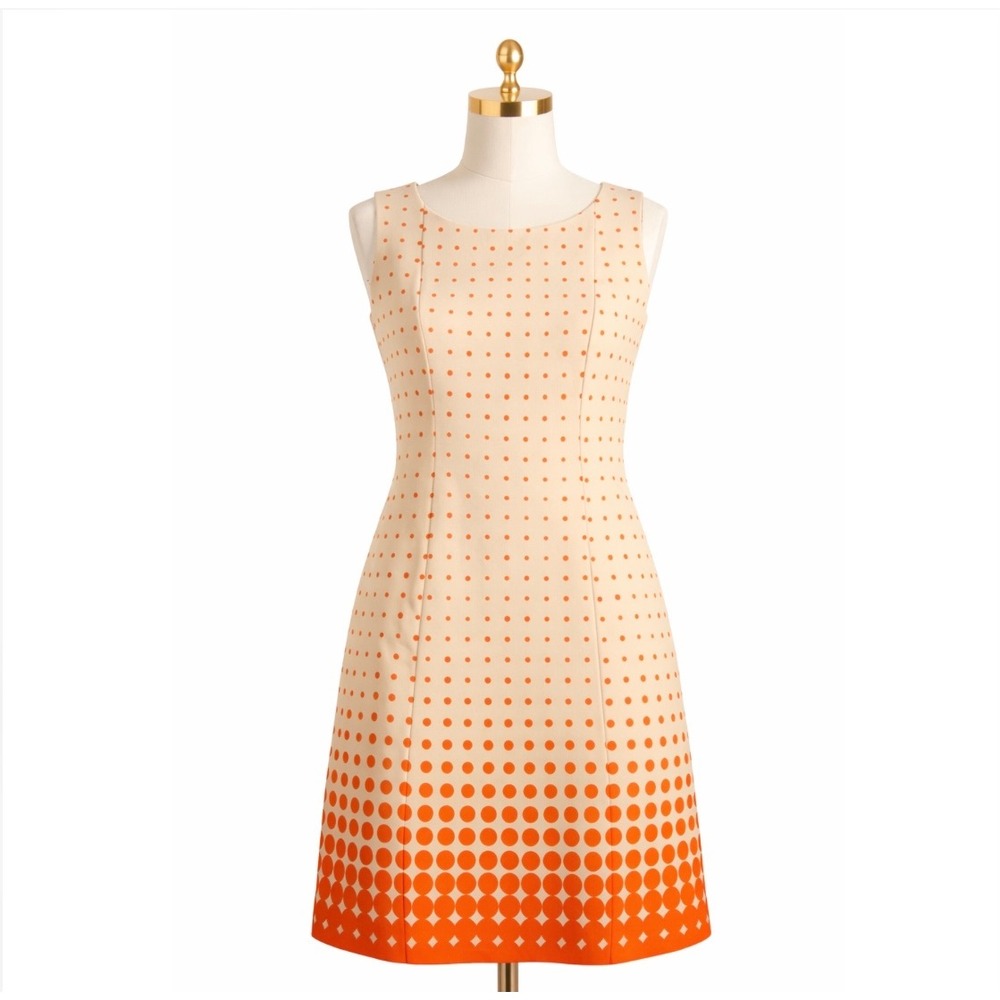 ILE New York Womens Orange Tan Polka‎ Dot Ombre Sheath Dress Size 16 Sleeveless